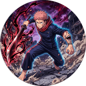 CAPA PAINEL REDONDO ANIME JUJUTSU KAISEN | TECIDO PREMIUM  | VÁRIOS MODELOS - 1.50X1.50M E 50X50CM