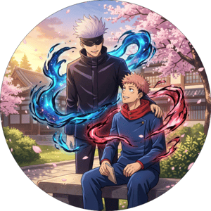 CAPA PAINEL REDONDO ANIME JUJUTSU KAISEN | TECIDO PREMIUM  | VÁRIOS MODELOS - 1.50X1.50M E 50X50CM