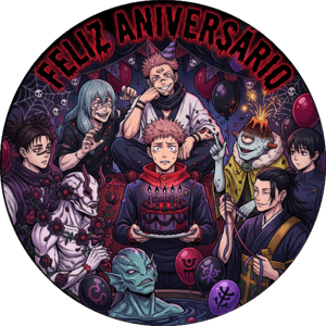 CAPA PAINEL REDONDO ANIME JUJUTSU KAISEN | TECIDO PREMIUM  | VÁRIOS MODELOS - 1.50X1.50M E 50X50CM