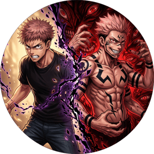 CAPA PAINEL REDONDO ANIME JUJUTSU KAISEN | TECIDO PREMIUM  | VÁRIOS MODELOS - 1.50X1.50M E 50X50CM