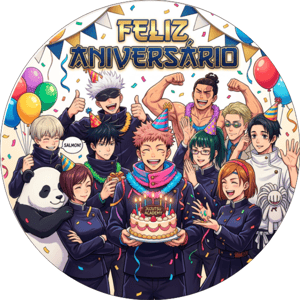 CAPA PAINEL REDONDO ANIME JUJUTSU KAISEN | TECIDO PREMIUM  | VÁRIOS MODELOS - 1.50X1.50M E 50X50CM