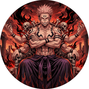 CAPA PAINEL REDONDO ANIME JUJUTSU KAISEN | TECIDO PREMIUM  | VÁRIOS MODELOS - 1.50X1.50M E 50X50CM