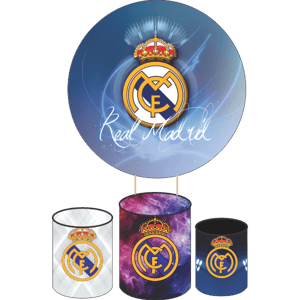 KIT CAPA PAINEL REDONDO E CILÍNDROS REAL MADRID | TECIDO PREMIUM  | VÁRIOS MODELOS.