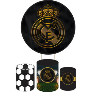 KIT CAPA PAINEL REDONDO E CILÍNDROS REAL MADRID | TECIDO PREMIUM  | VÁRIOS MODELOS.