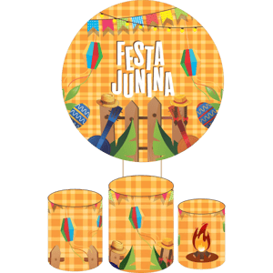 KIT CAPA PAINEL REDONDO E CILÍNDROS FESTA JUNINA | TECIDO PREMIUM  | VÁRIOS MODELOS.