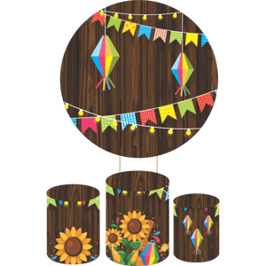 KIT CAPA PAINEL REDONDO E CILÍNDROS FESTA JUNINA | TECIDO PREMIUM  | VÁRIOS MODELOS.