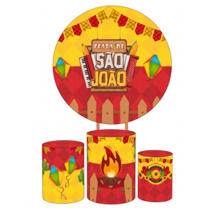 KIT CAPA PAINEL REDONDO E CILÍNDROS FESTA JUNINA | TECIDO PREMIUM  | VÁRIOS MODELOS.