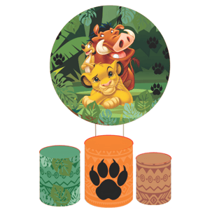 KIT CAPA PAINEL REDONDO E CILÍNDROS REI LEÃO | TECIDO PREMIUM