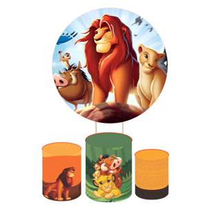 KIT CAPA PAINEL REDONDO E CILÍNDROS REI LEÃO | TECIDO PREMIUM