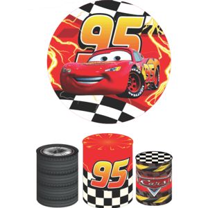 KIT CAPA PAINEL REDONDO E CILÍNDROS CARROS MCQUEEN | TECIDO PREMIUM | VÁRIADOS MODELOS.