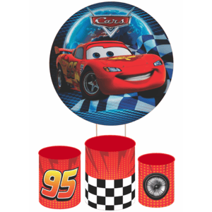 KIT CAPA PAINEL REDONDO E CILÍNDROS CARROS MCQUEEN | TECIDO PREMIUM | VÁRIADOS MODELOS.