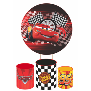 KIT CAPA PAINEL REDONDO E CILÍNDROS CARROS MCQUEEN | TECIDO PREMIUM | VÁRIADOS MODELOS.