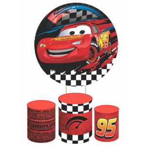 KIT CAPA PAINEL REDONDO E CILÍNDROS CARROS MCQUEEN | TECIDO PREMIUM | VÁRIADOS MODELOS.