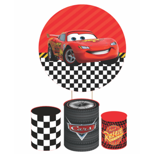 KIT CAPA PAINEL REDONDO E CILÍNDROS CARROS MCQUEEN | TECIDO PREMIUM | VÁRIADOS MODELOS.