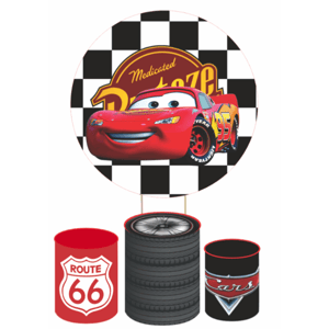 KIT CAPA PAINEL REDONDO E CILÍNDROS CARROS MCQUEEN | TECIDO PREMIUM | VÁRIADOS MODELOS.