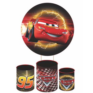 KIT CAPA PAINEL REDONDO E CILÍNDROS CARROS MCQUEEN | TECIDO PREMIUM | VÁRIADOS MODELOS.