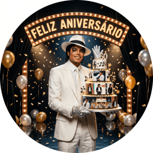CAPA PAINEL REDONDO MICHAEL JACKSON | TECIDO PREMIUM  | VÁRIOS MODELOS - 1.50X1.50M E 50X50CM