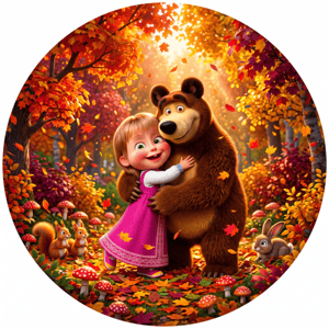 CAPA PAINEL REDONDO MASHA E O URSO | TECIDO PREMIUM  | VÁRIOS MODELOS - 1.50X1.50M E 50X50CM