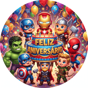 CAPA PAINEL REDONDO VINGADORES | TECIDO PREMIUM  | VÁRIOS MODELOS - 1.50X1.50M E 50X50CM