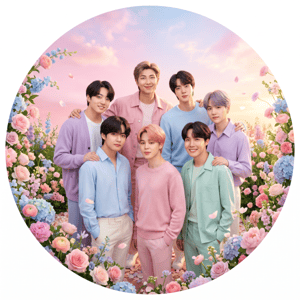 CAPA PAINEL REDONDO KPOP BTS| TECIDO PREMIUM  | VÁRIOS MODELOS - 1.50X1.50M E 50X50CM