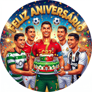 CAPA PAINEL REDONDO CRISTIANO RONALDO | TECIDO PREMIUM  | VÁRIOS MODELOS - 1.50X1.50M E 50X50CM