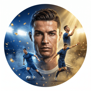 CAPA PAINEL REDONDO CRISTIANO RONALDO | TECIDO PREMIUM  | VÁRIOS MODELOS - 1.50X1.50M E 50X50CM