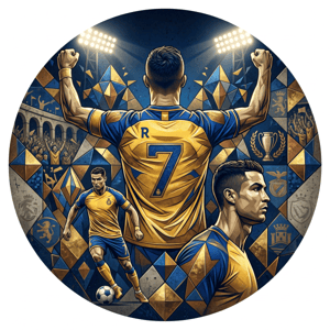 CAPA PAINEL REDONDO CRISTIANO RONALDO | TECIDO PREMIUM  | VÁRIOS MODELOS - 1.50X1.50M E 50X50CM