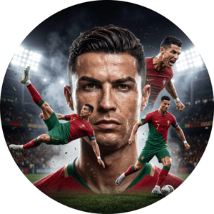 CAPA PAINEL REDONDO CRISTIANO RONALDO | TECIDO PREMIUM  | VÁRIOS MODELOS - 1.50X1.50M E 50X50CM