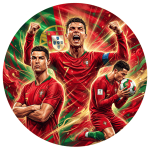 CAPA PAINEL REDONDO CRISTIANO RONALDO | TECIDO PREMIUM  | VÁRIOS MODELOS - 1.50X1.50M E 50X50CM