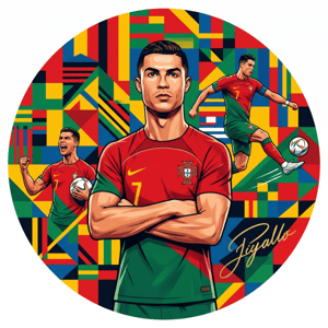 CAPA PAINEL REDONDO CRISTIANO RONALDO | TECIDO PREMIUM  | VÁRIOS MODELOS - 1.50X1.50M E 50X50CM