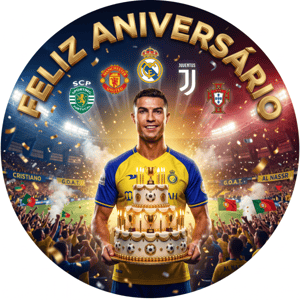 CAPA PAINEL REDONDO CRISTIANO RONALDO | TECIDO PREMIUM  | VÁRIOS MODELOS - 1.50X1.50M E 50X50CM