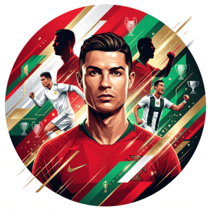 CAPA PAINEL REDONDO CRISTIANO RONALDO | TECIDO PREMIUM  | VÁRIOS MODELOS - 1.50X1.50M E 50X50CM