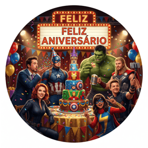 CAPA PAINEL REDONDO VINGADORES | TECIDO PREMIUM  | VÁRIOS MODELOS - 1.50X1.50M E 50X50CM