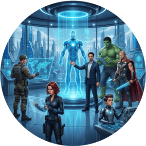 CAPA PAINEL REDONDO VINGADORES | TECIDO PREMIUM  | VÁRIOS MODELOS - 1.50X1.50M E 50X50CM