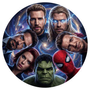 CAPA PAINEL REDONDO VINGADORES | TECIDO PREMIUM  | VÁRIOS MODELOS - 1.50X1.50M E 50X50CM