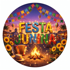 CAPA PAINEL REDONDO FESTA JUNINA | TECIDO PREMIUM  | VÁRIOS MODELOS - 1.50X1.50M E 50X50CM