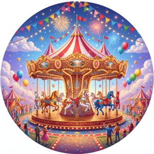 CAPA PAINEL REDONDO CIRCO | TECIDO PREMIUM  | VÁRIOS MODELOS - 1.50X1.50M E 50X50CM