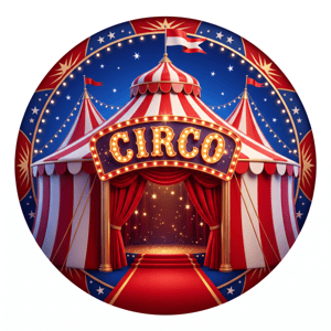 CAPA PAINEL REDONDO CIRCO | TECIDO PREMIUM  | VÁRIOS MODELOS - 1.50X1.50M E 50X50CM