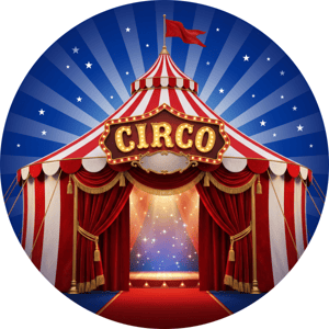 CAPA PAINEL REDONDO CIRCO | TECIDO PREMIUM  | VÁRIOS MODELOS - 1.50X1.50M E 50X50CM