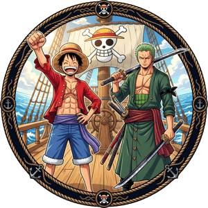CAPA PAINEL REDONDO ANIME ONE PIECE | TECIDO PREMIUM  | VÁRIOS MODELOS - 1.50X1.50M E 50X50CM