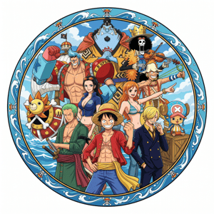CAPA PAINEL REDONDO ANIME ONE PIECE | TECIDO PREMIUM  | VÁRIOS MODELOS - 1.50X1.50M E 50X50CM