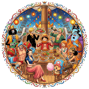 CAPA PAINEL REDONDO ANIME ONE PIECE | TECIDO PREMIUM  | VÁRIOS MODELOS - 1.50X1.50M E 50X50CM