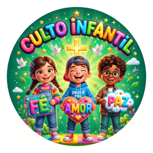 CAPA PAINEL REDONDO CULTO DAS CRIANÇAS | TECIDO PREMIUM  | VÁRIOS MODELOS - 1.50X1.50M E 50X50CM