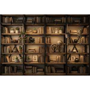 CAPA FUNDO FOTOGRÁFICO HORIZONTAL BIBLIOTECA NEUTRA | TECIDO PREMIUM  | VÁRIOS MODELOS - 2.20X1.50M