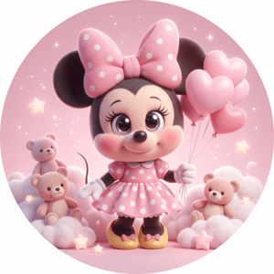 CAPA PAINEL REDONDO MINNIE | TECIDO PREMIUM  | VÁRIOS MODELOS - 1.50X1.50M E 50X50CM