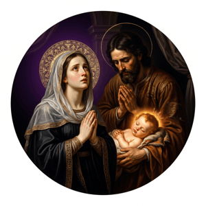 CAPA PAINEL REDONDO FAMÍLIA SAGRADA | TECIDO PREMIUM  | VÁRIOS MODELOS - 1.50X1.50M E 50X50CM