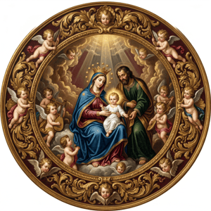 CAPA PAINEL REDONDO FAMÍLIA SAGRADA | TECIDO PREMIUM  | VÁRIOS MODELOS - 1.50X1.50M E 50X50CM