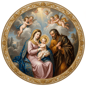 CAPA PAINEL REDONDO FAMÍLIA SAGRADA | TECIDO PREMIUM  | VÁRIOS MODELOS - 1.50X1.50M E 50X50CM