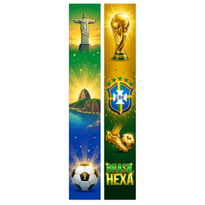 KIT 2 FAIXAS DECORATIVAS COPA DO MUNDO | TECIDO PREMIUM  | VÁRIOS MODELOS - L 3OCM X A 170CM