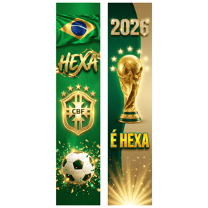 KIT 2 FAIXAS DECORATIVAS COPA DO MUNDO | TECIDO PREMIUM  | VÁRIOS MODELOS - L 3OCM X A 170CM